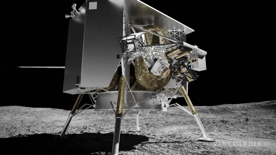 $!Esta ilustración proporcionada por Astrobotic Technology en 2024 muestra el módulo de aterrizaje lunar Peregrine en la superficie de la luna.