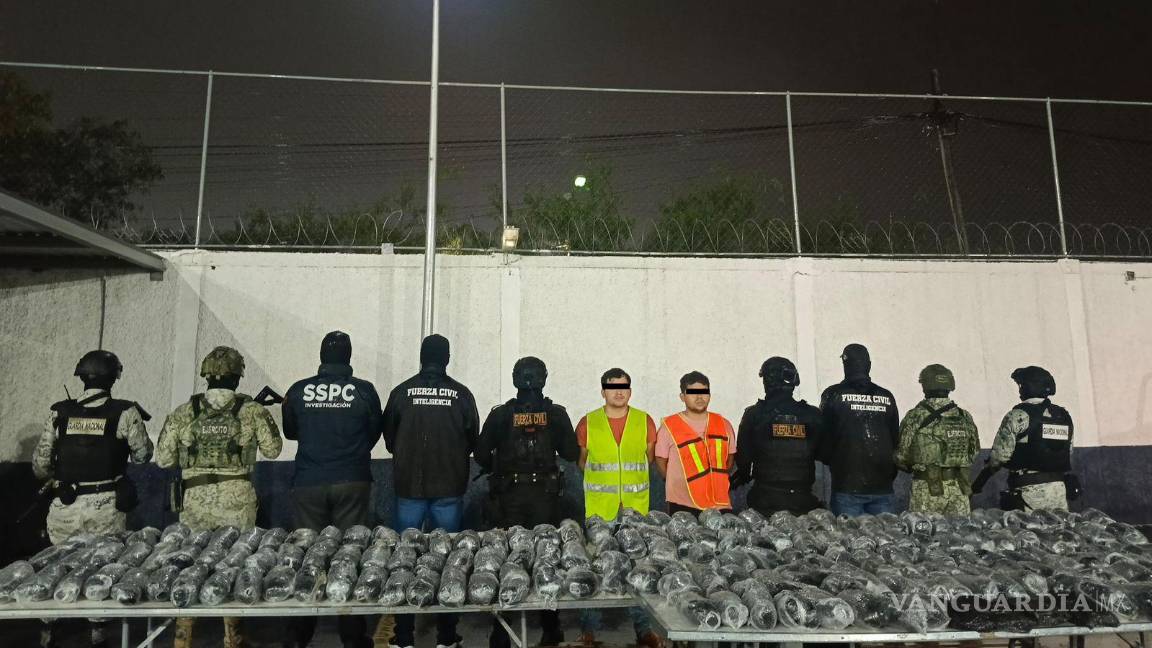 Detienen a dos sujetos en posesión de 188 kilos de droga en General Escobedo, Nuevo León