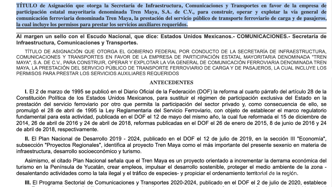 $!Entregan a la Sedena título de Tren Maya, lo manejará por tiempo indefinido