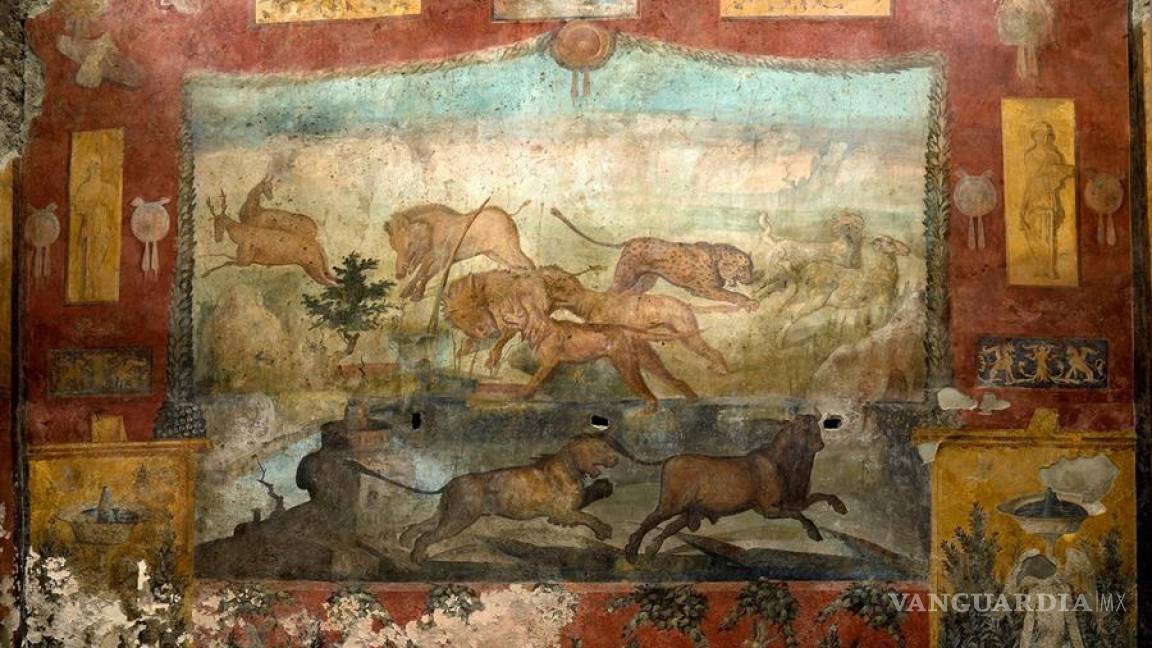 Pompeya recupera un gran mural de grandes dimensiones con paisajes egipcios