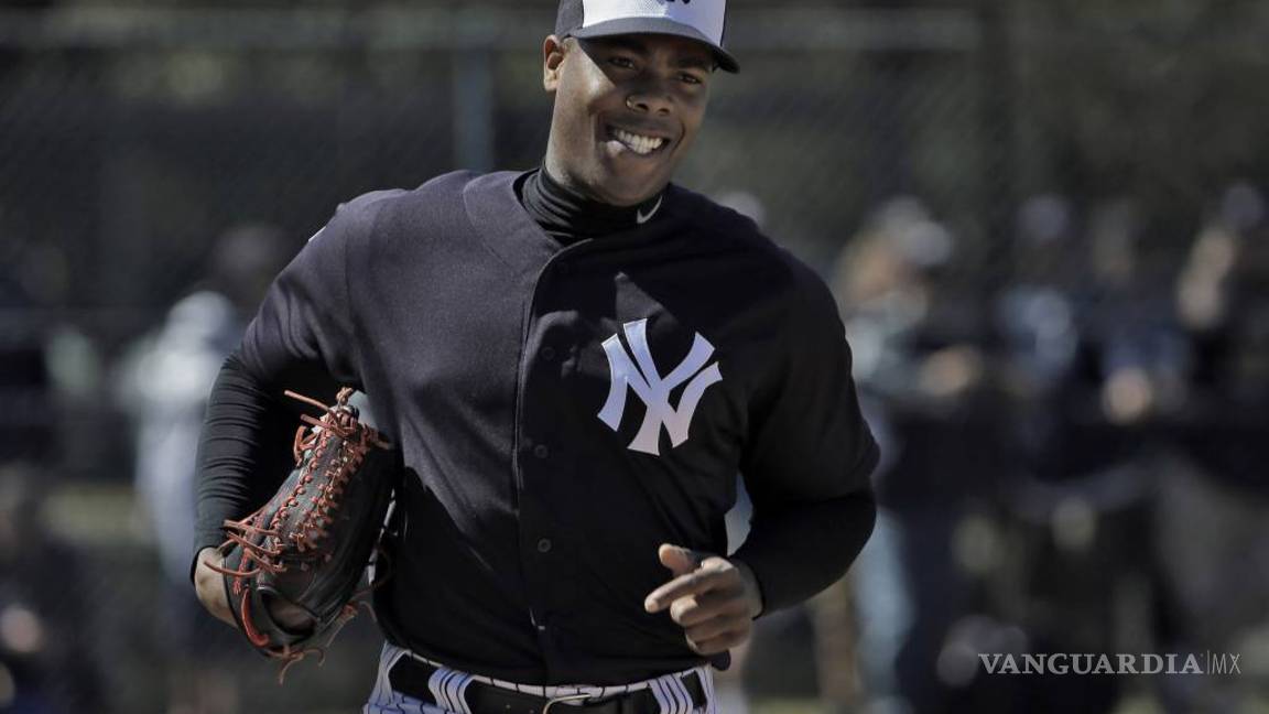 $!Impresiona Aroldis Chapman en la primera práctica con Yanquis