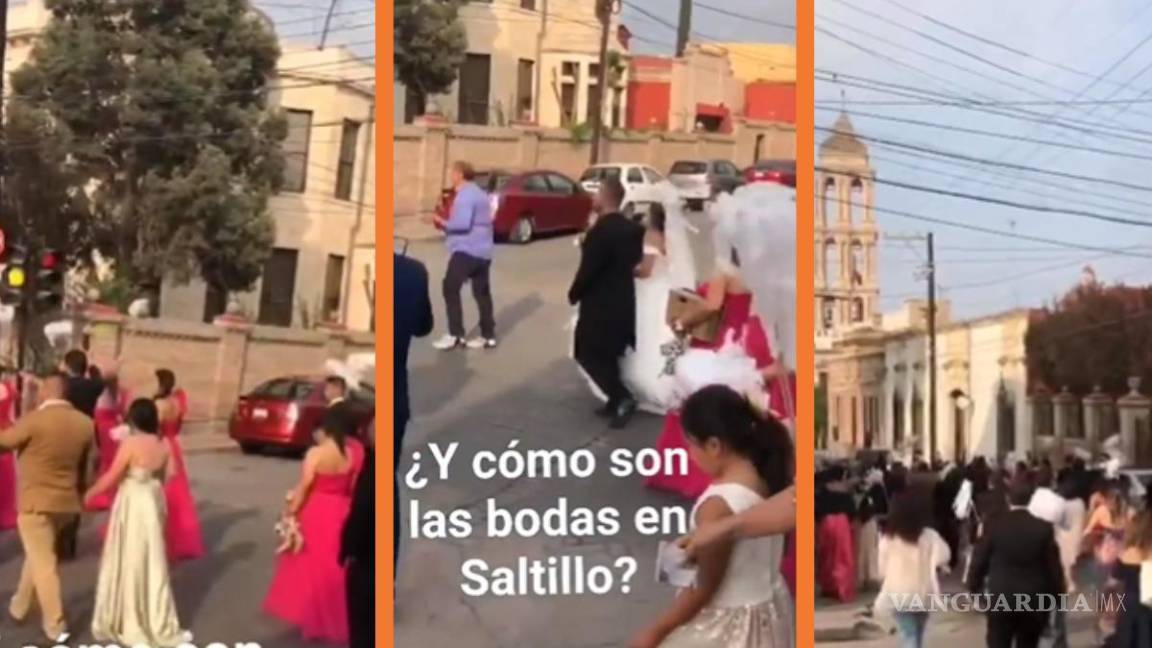 ¿Así celebran las bodas en Saltillo?, sorprende festejo con marcha y banda a usuarios de redes (video)