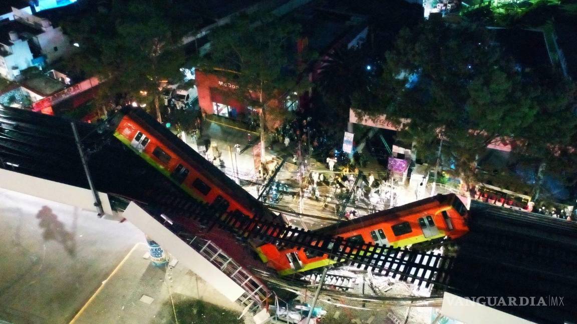 $!Un tramo de la vía elevada de la Línea 12 del Metro se colapsó a la altura de la estación Olivos.