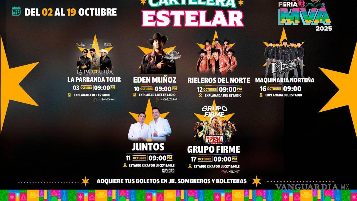 $!Entre los artistas que se presentarán destacan Grupo Firme, Edén Muñoz, “Juntos” con Josi Cuen y Jorge Medina, y La Parranda Tour.