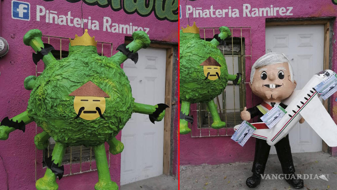 ¡Lo vuelven a hacer!: Crean piñatas con forma de AMLO con su rifa del avión presidencial y del coronavirus