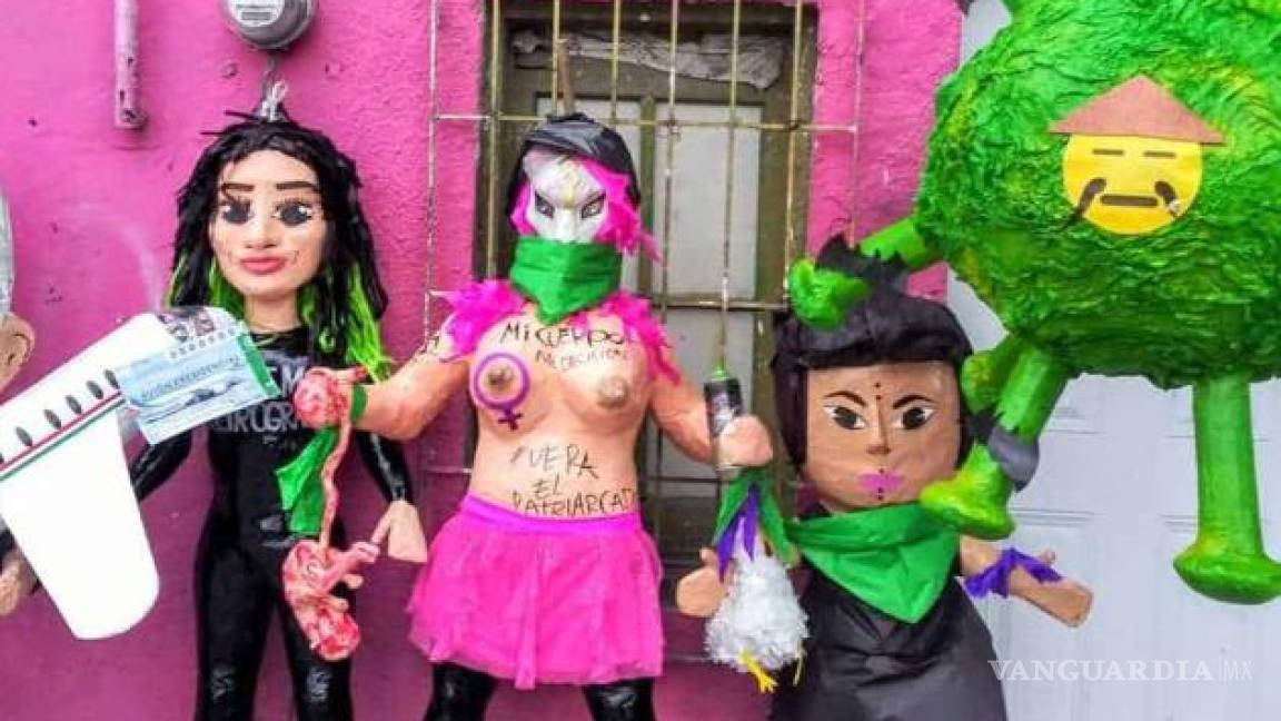 Piñata de feministas desatan ola de críticas