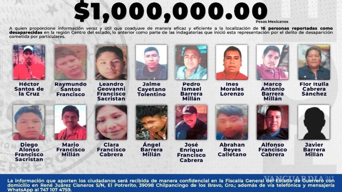 Desaparecen 16 integrantes de una familia en Guerrero; ofrecen 1 mdp de recompensa