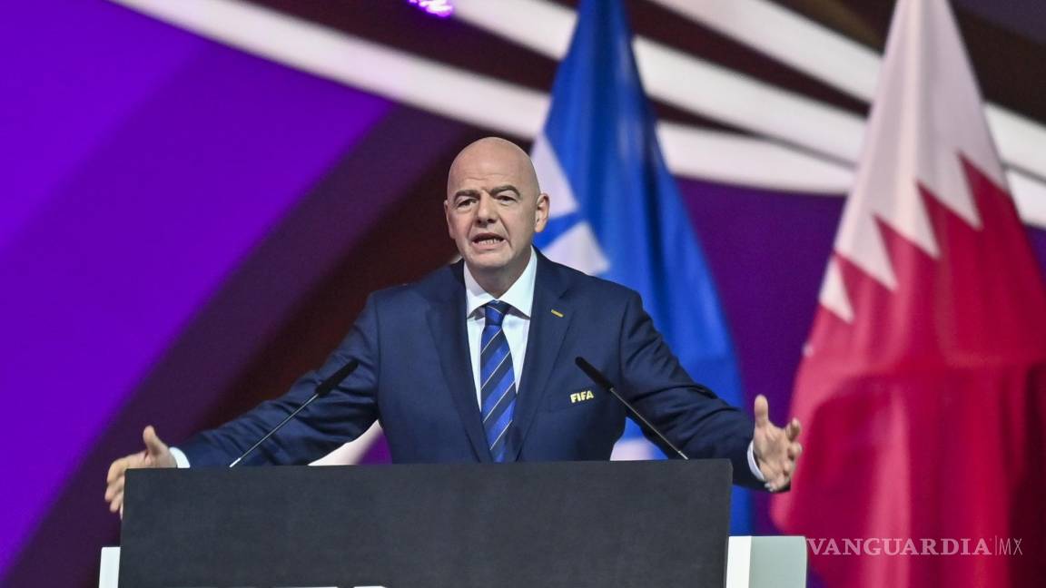 $!El presidente de la FIFA, Gianni Infantino, pronuncia un discurso durante el 72º Congreso de la FIFA en Doha, Qatar.