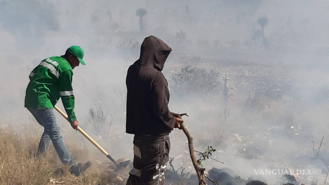 En el tramo Saltillo-Matehuala vacacionistas incendian 15 hectáreas de la sierra del ejido El Mezquite
