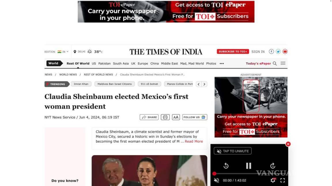 $!Primera Presidenta de México y científica: Así describen periódicos del mundo a Claudia Sheinbaum tras ganar elecciones de 2024