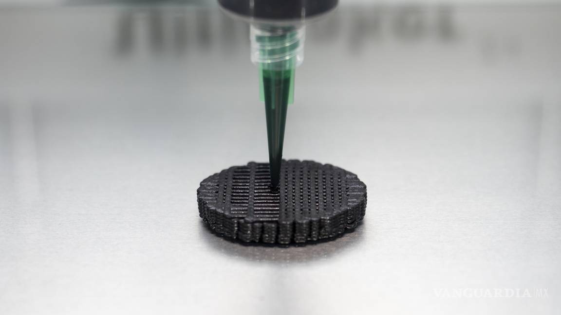 $!Electrodo impreso en rejilla contiene el hongo utilizado en el compartimento anódico de la pila.