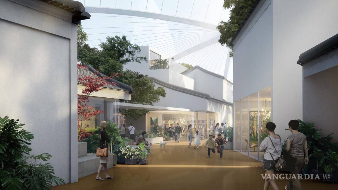 $!Representación gráfica del 'pueblo bajo la cúpula', en Zhuhai, China. EFE/MAD Architects