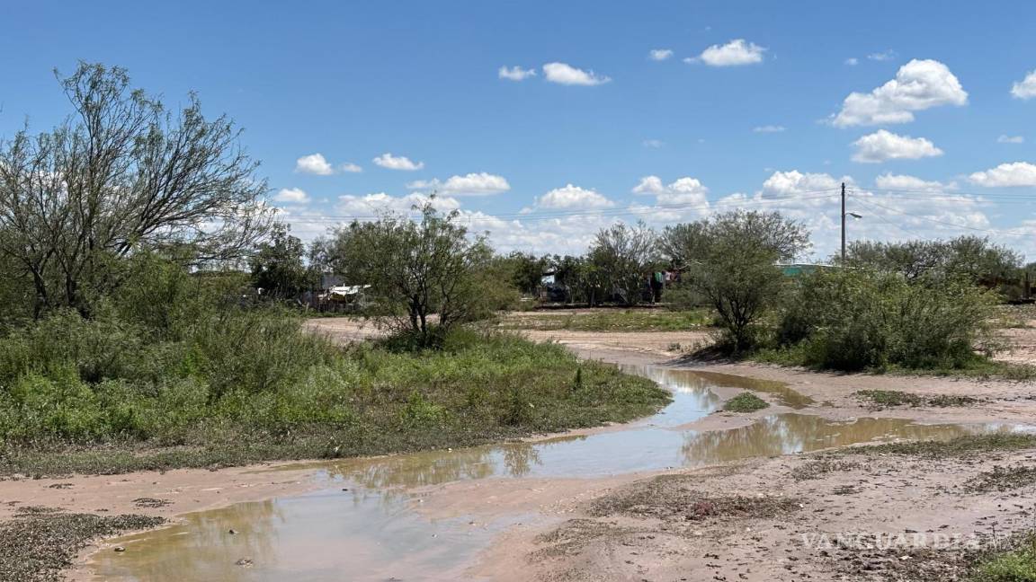 $!En el ejido Los Hoyos se apoyó a una familia cuya vivienda presentó acumulación de agua en su interior.