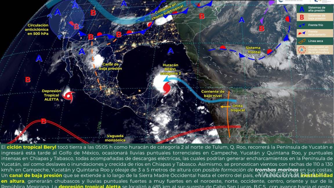 ¡El huracán ‘Beryl’ sí pegará a Coahuila! Aquí le decimos cuándo y dónde