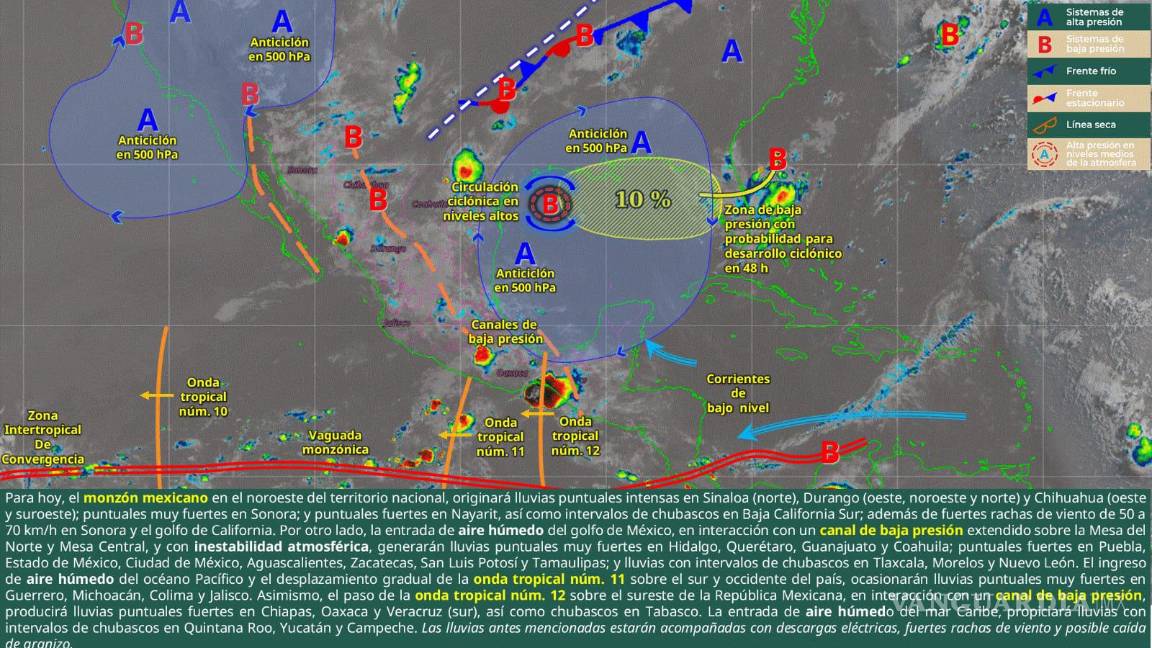 $!El Servicio Meteorológico Nacional advirtió sobre lluvias intensas y posibles granizadas en varias regiones de Coahuila.