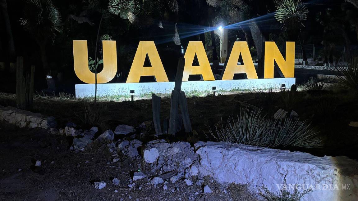 $!El impacto derribó parte de la barda que protege las letras monumentales de la UAAAN.