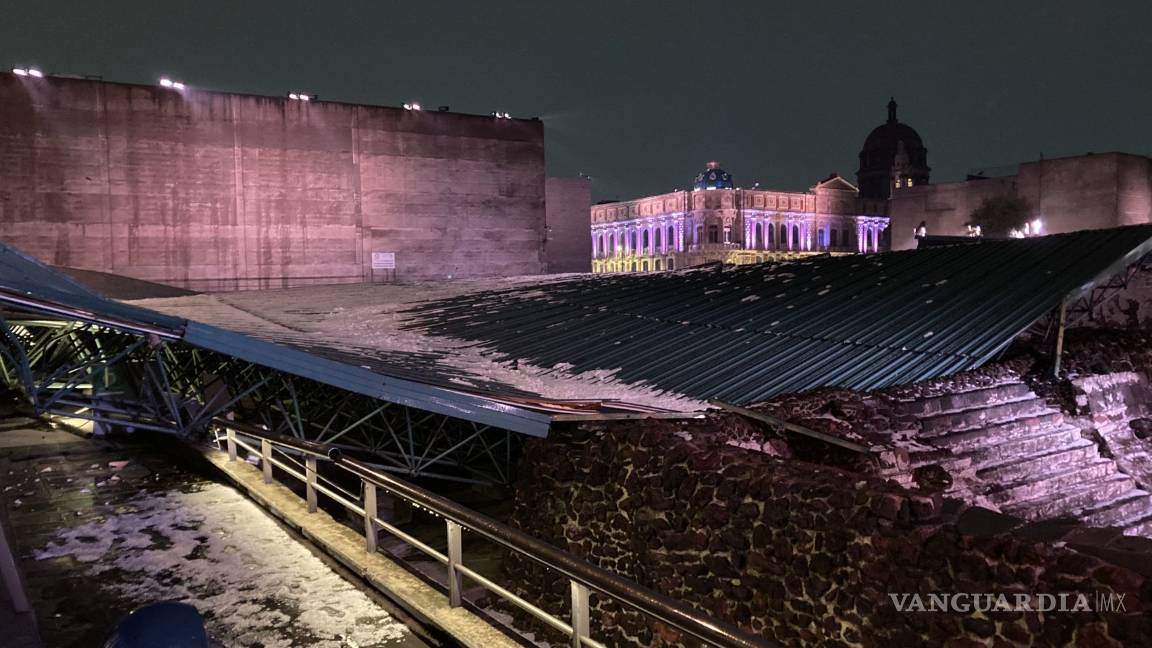 $!Tlaloc deja caer toda su furia contra el Templo Mayor con fuerte aguacero y granizada (fotos)