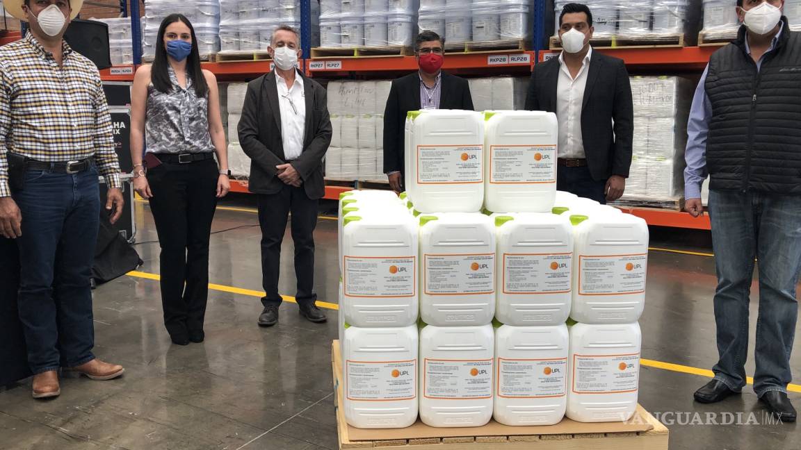 Dona UPL seis mil litros de solución sanitizante a Monclova, Saltillo, Ramos Arizpe y Arteaga
