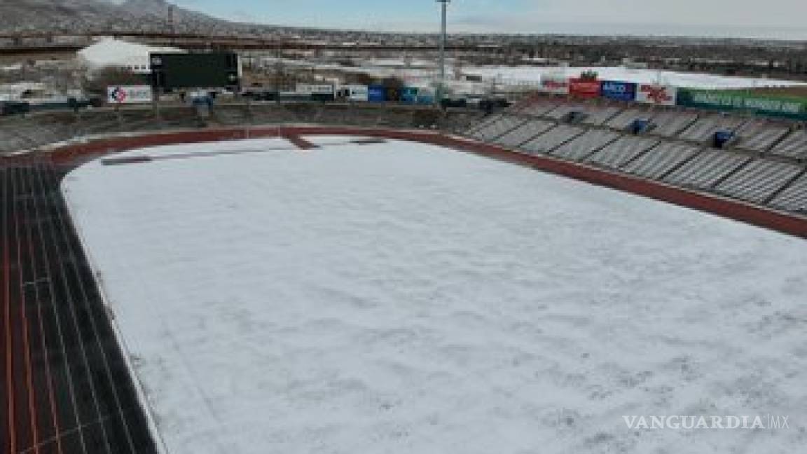 Así amaneció el estadio de los Bravos de Juárez tras nevada en Chihuahua