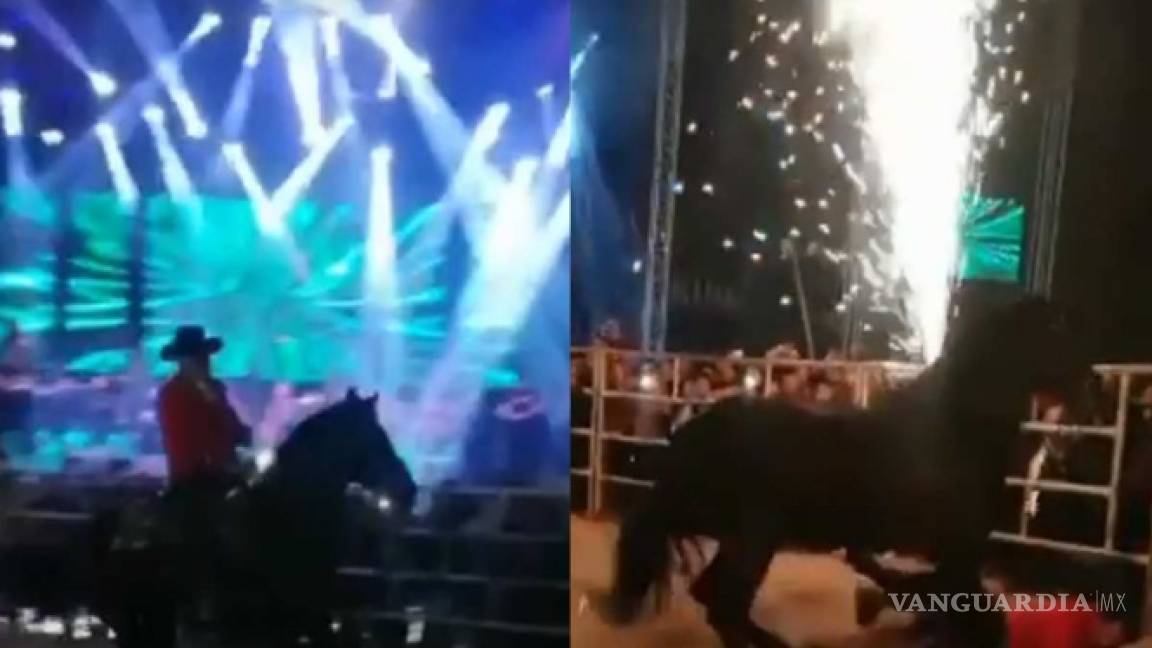 José Manuel Figueroa se cae del caballo durante concierto