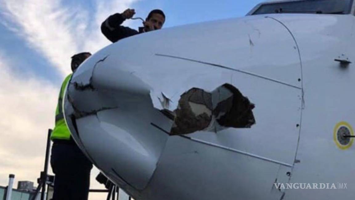 Avión de Aeroméxico choca con objeto al aterrizar, presumen sería un dron