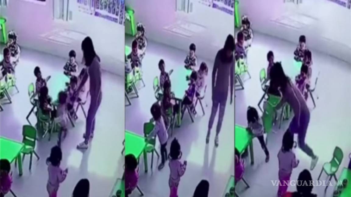 Otro abuso de un maestro en China; empuja y le retira la silla a su alumna de guardería