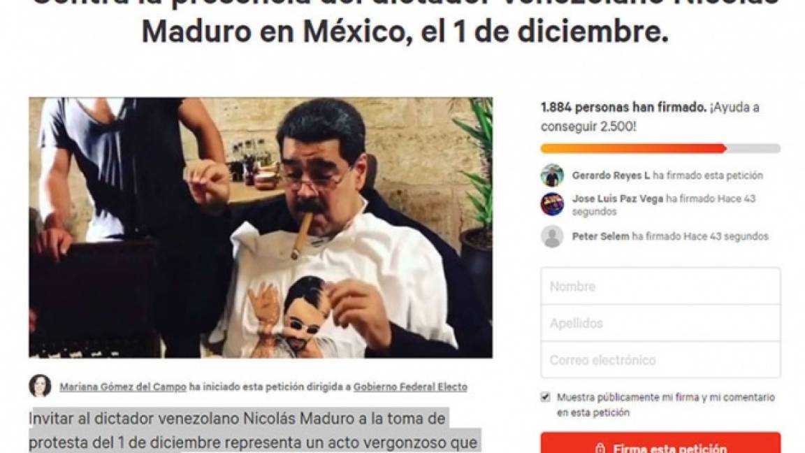 Hacen petición para evitar que Maduro venga a la toma de gobierno de AMLO