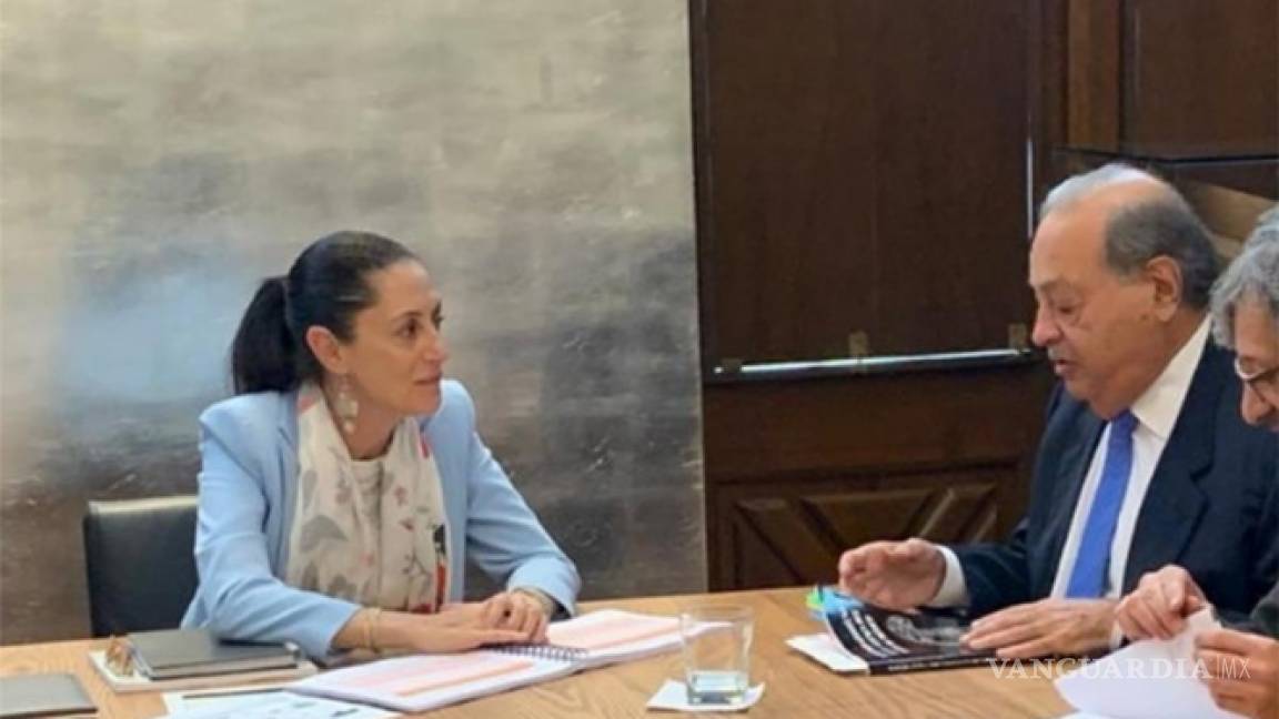 Carlos Slim y Sheinbaum se reúnen con AMLO en Palacio Nacional