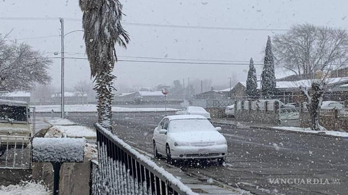 $!La nevada permaneció por algunas horas solamente, pero las bajas temperaturas persisten, a pesar de que un día antes el termómetro había alcanzado los 30 grados centígrdos.