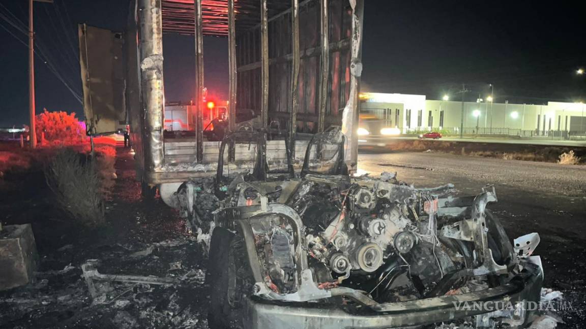 Se incendia su camión mientras conducía, en Saltillo; operador logra salvarse