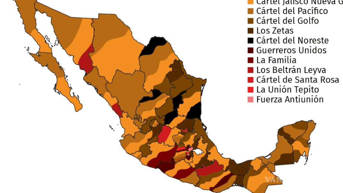 El nuevo mapa del narco en México... Cártel Jalisco Nueva Generación se extiende en 27 entidades del país