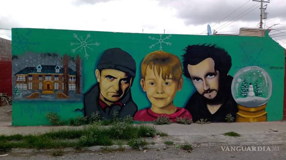 $!Artista saltillense crea mural de Joaquín Cosío; actor presume obra con foto