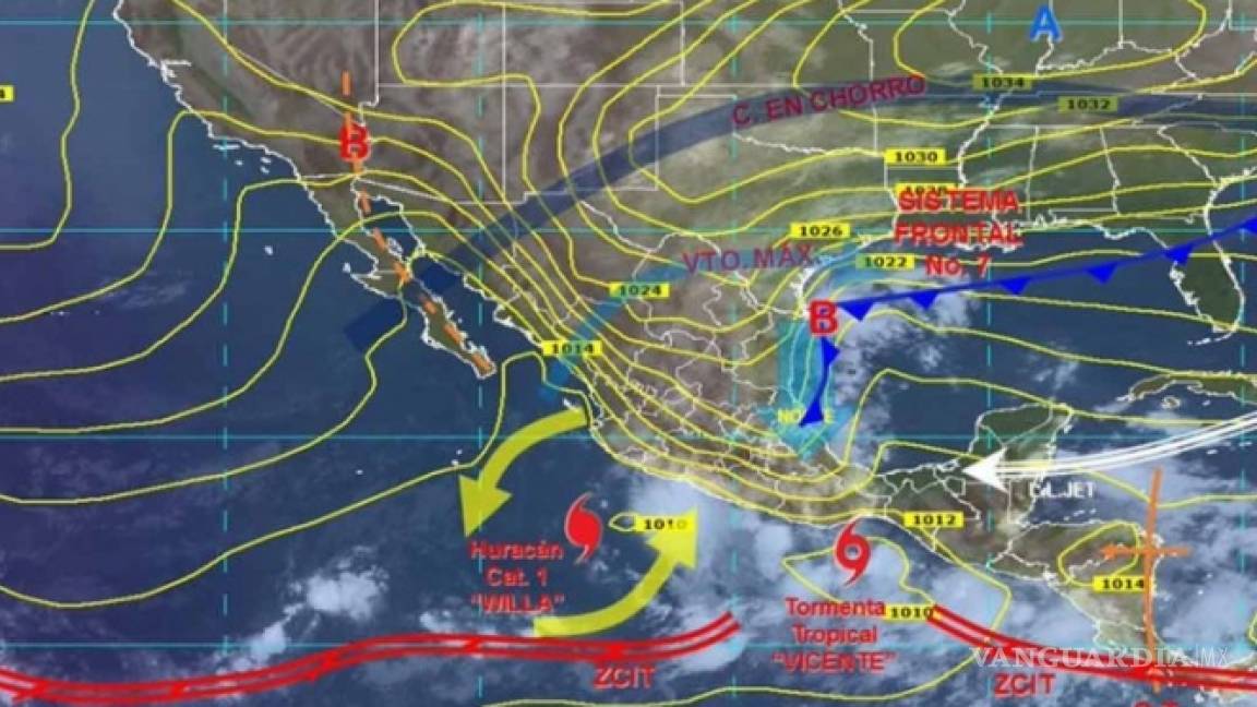 Potencial de tormentas en occidente de México por huracán 'Willa'