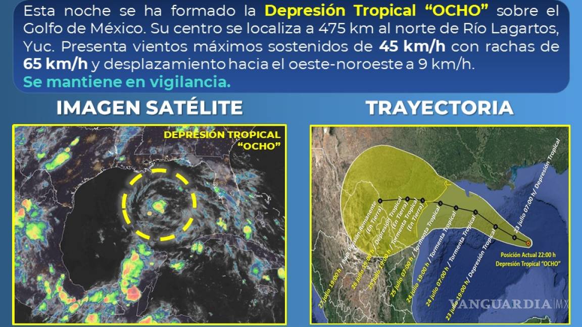 Depresión tropical 'Ocho' provocará fuertes lluvias en Coahuila