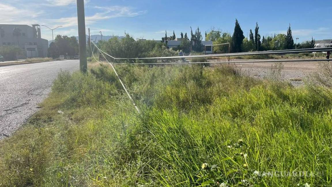 $!Los cables han descendido peligrosamente cerca del suelo en la colonia Los Pinos, a pocos metros de instituciones educativas y deportivas.