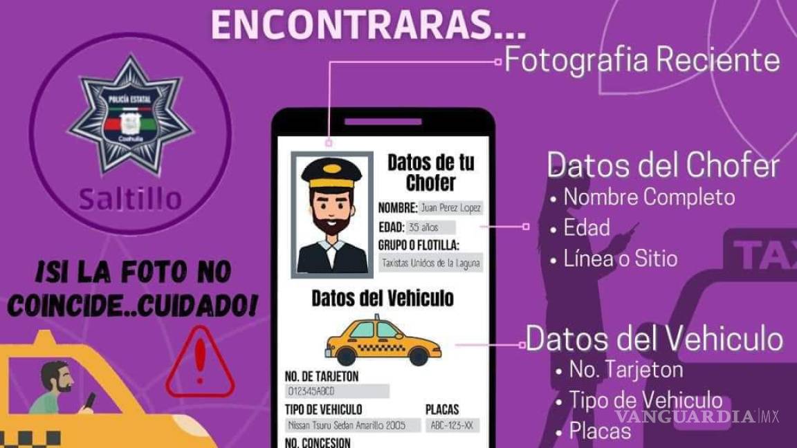 Saltillo: buscan con código QR dar confianza a usuarios de taxis