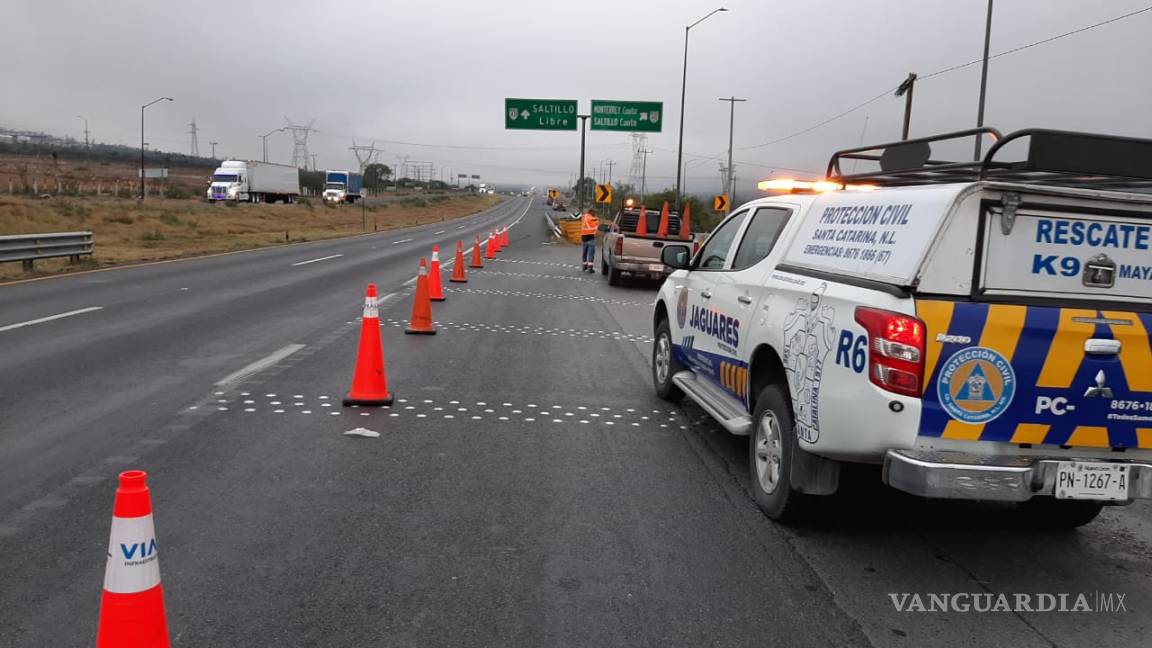Abren circulación de autopista Monterrey-Saltillo, informa Protección Civil