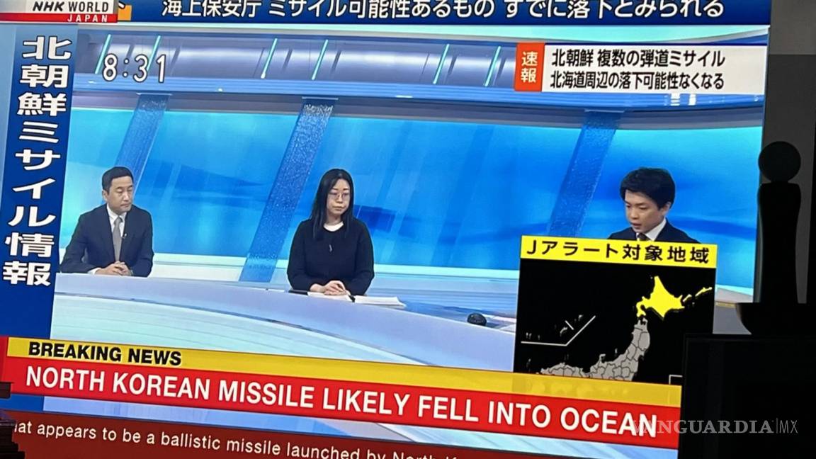 Misil norcoreano alerta a Japón; aseguran que cayó sobre el océano
