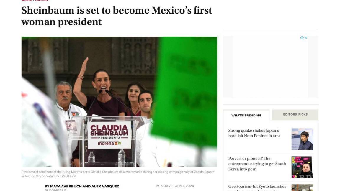 $!Primera Presidenta de México y científica: Así describen periódicos del mundo a Claudia Sheinbaum tras ganar elecciones de 2024