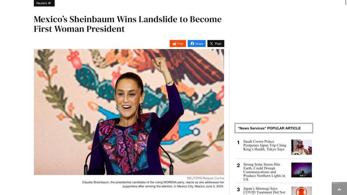 $!Primera Presidenta de México y científica: Así describen periódicos del mundo a Claudia Sheinbaum tras ganar elecciones de 2024