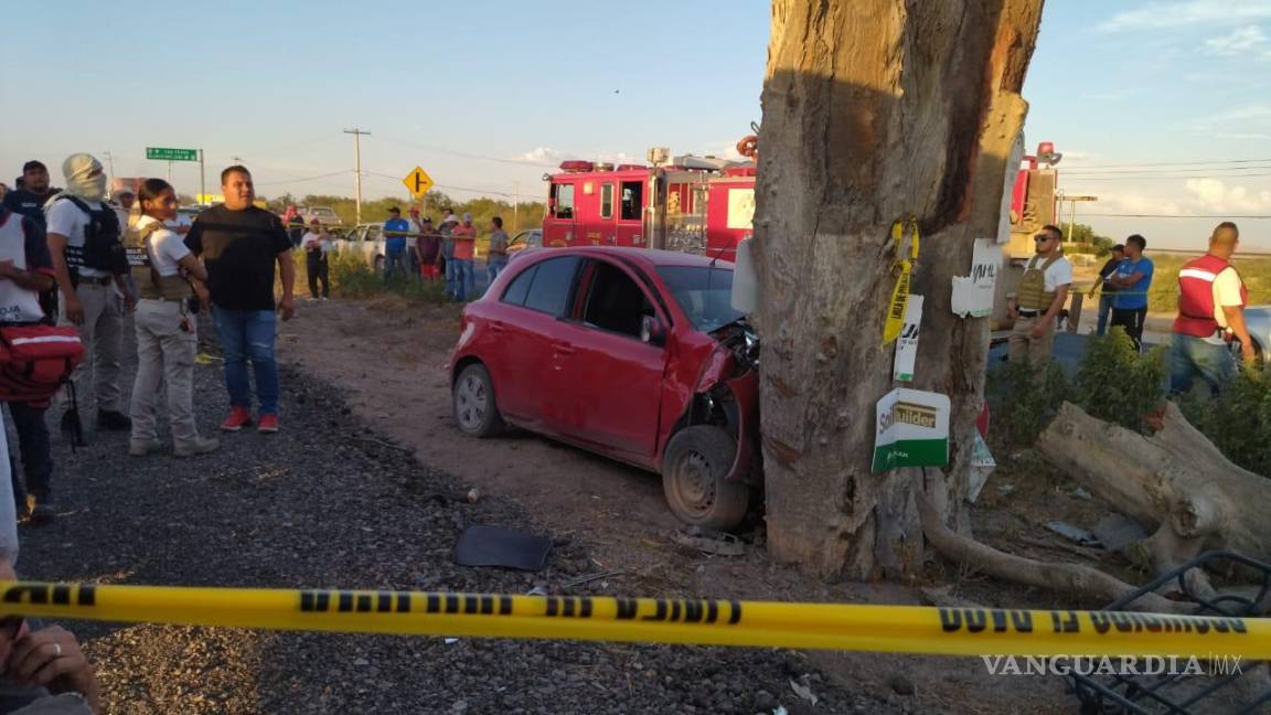 Muere maestro comunitario: pierde control y choca con árbol en carretera a Torreón