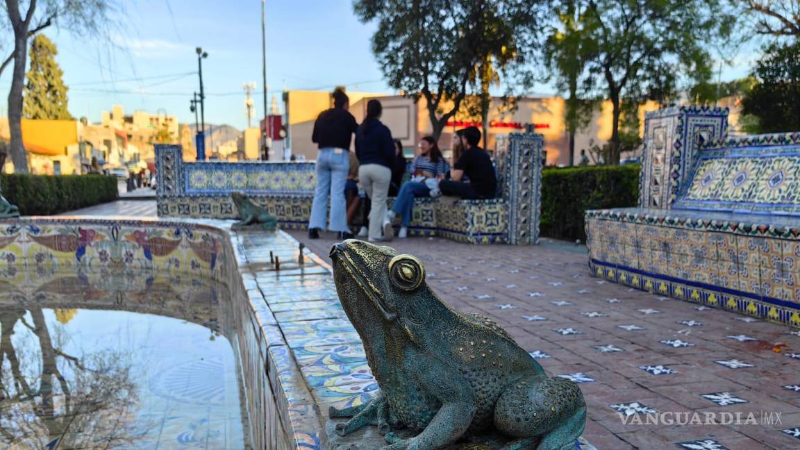 Saltillo: ¡Liberan a las ranas! Retiran protección metálica de estatuas de la Alameda Zaragoza
