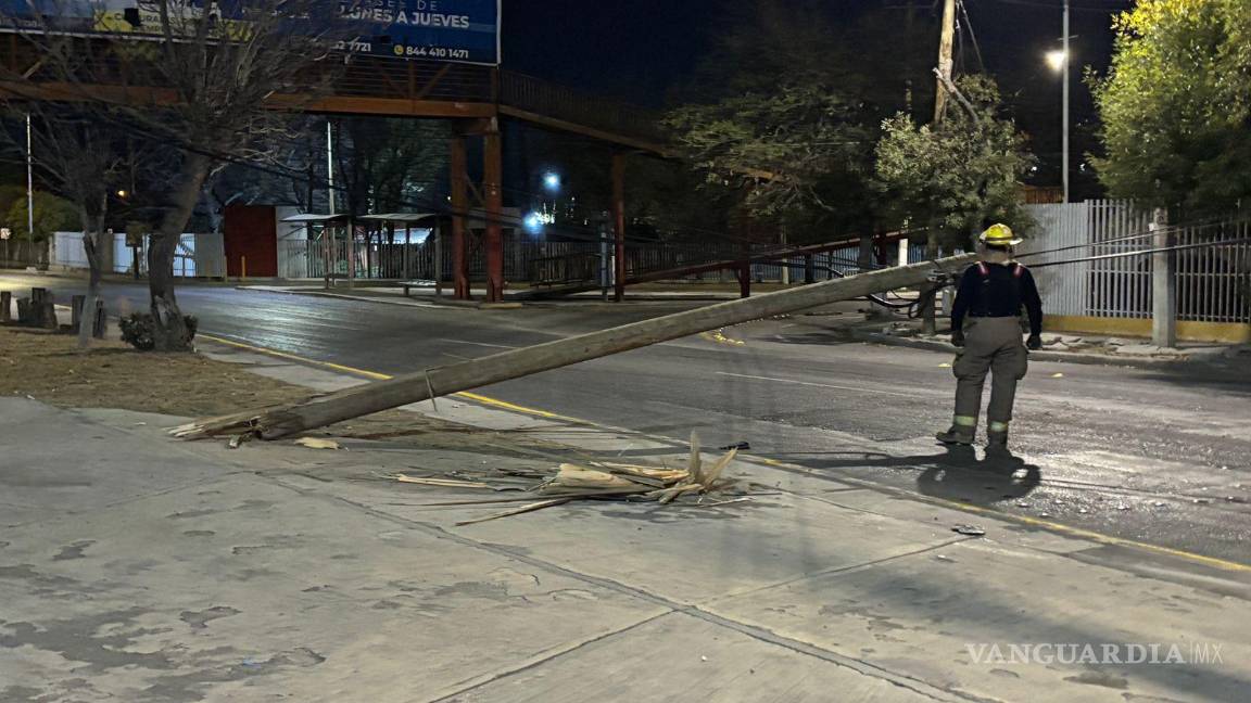 $!Un poste derribado quedó sobre la vialidad, obstruyendo el tránsito en el bulevar Paseo de la Reforma, mientras elementos de tránsito cerraban la circulación.