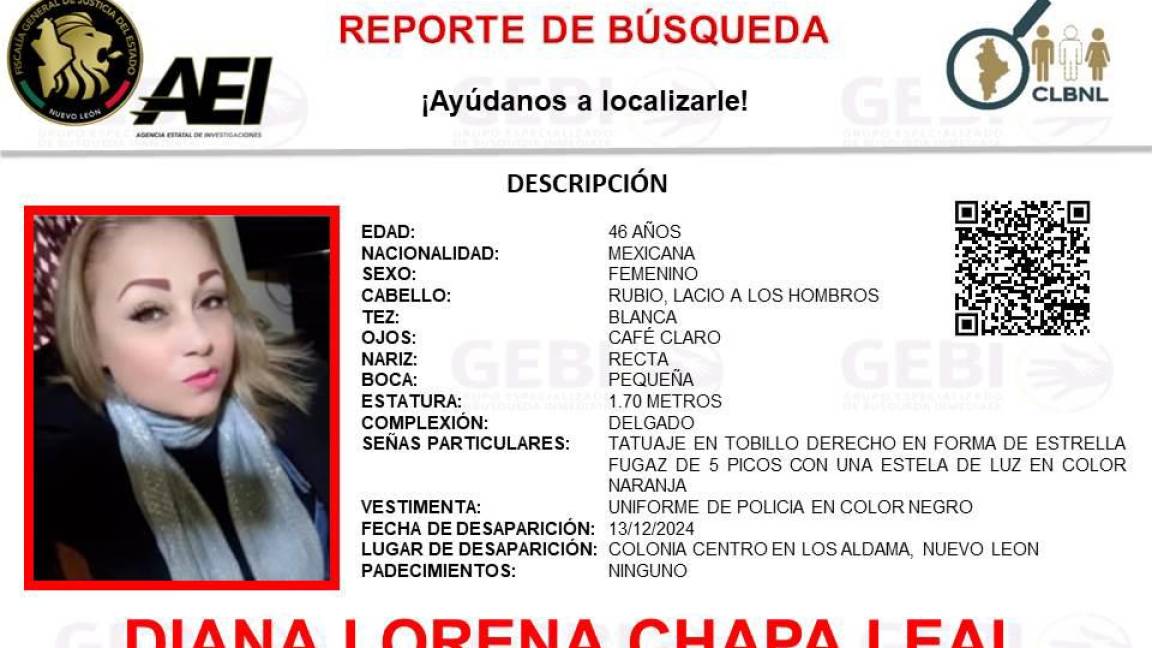 Nuevo León: Investigan desaparición de mujer policía en Los Aldamas