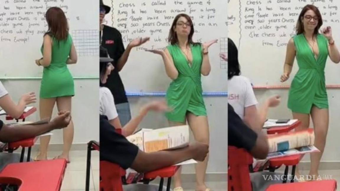 Maestra se viraliza tras bailar con vestido corto en TikTok... la cambian de escuela