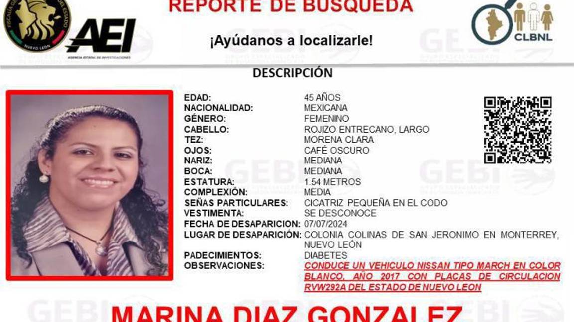 $!Buscan a maestra de kínder desaparecida en Monterrey, Nuevo León