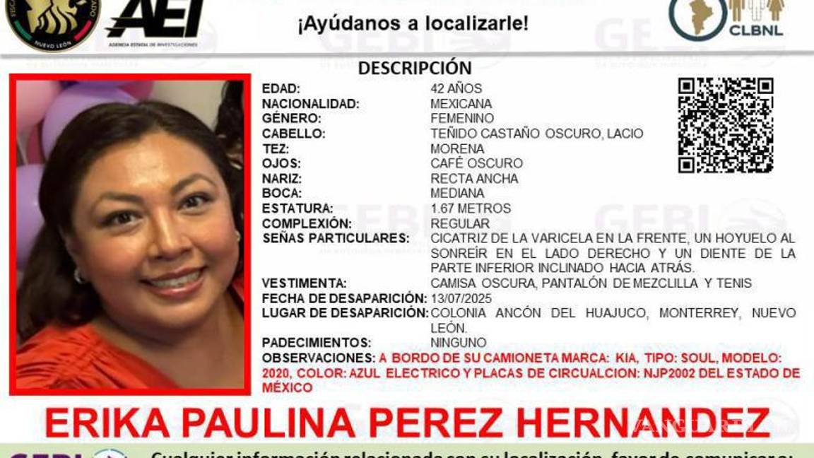 $!Buscan a Erika Paulina, desapareció en Nuevo León cuando viajaba a Houston, Texas