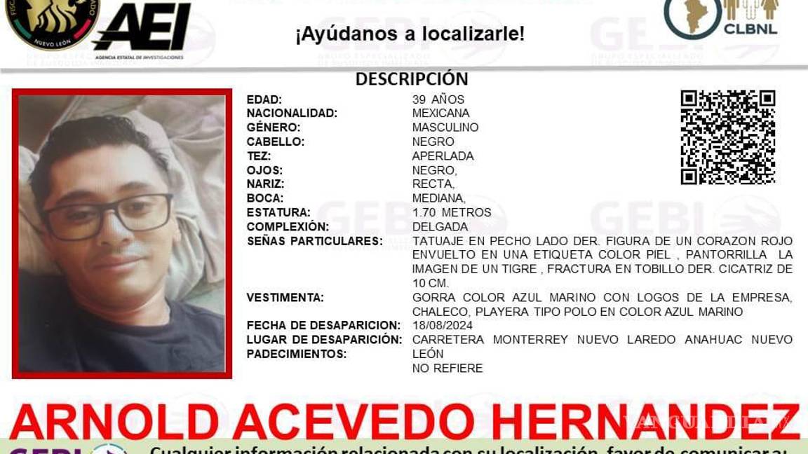 $!Encuentran sin vida a Arnold Acevedo Hernández tras ser abandonado en la carretera Monterrey-Laredo por un compañero de trabajo