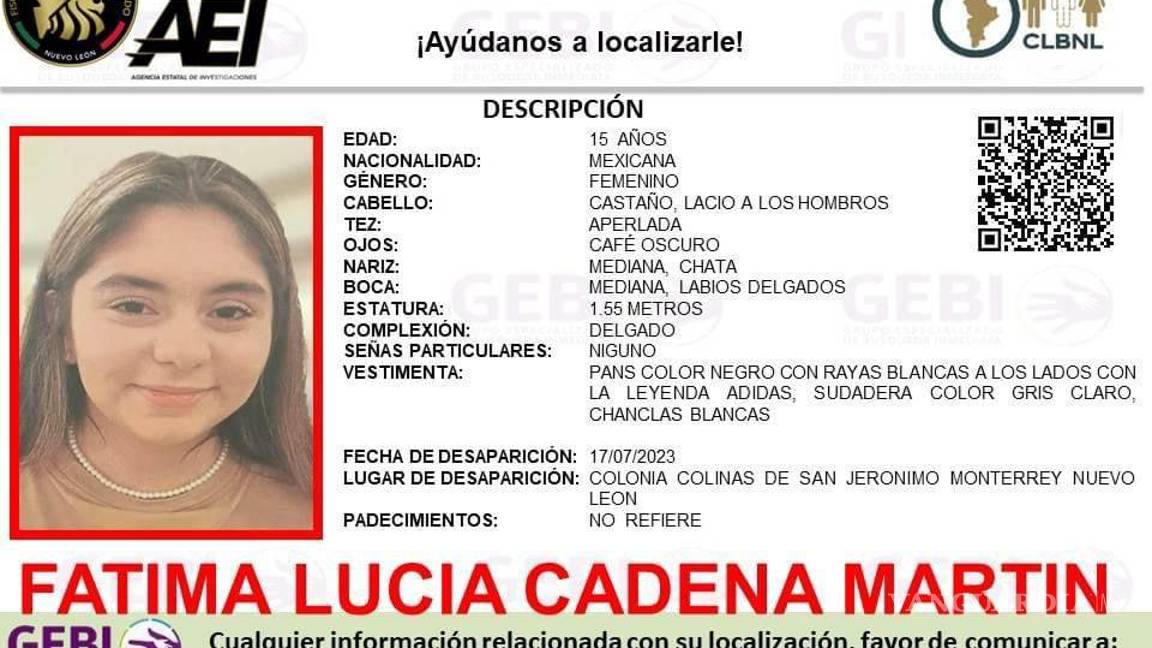 $!Reportan desaparición de menor de 15 años en Monterrey