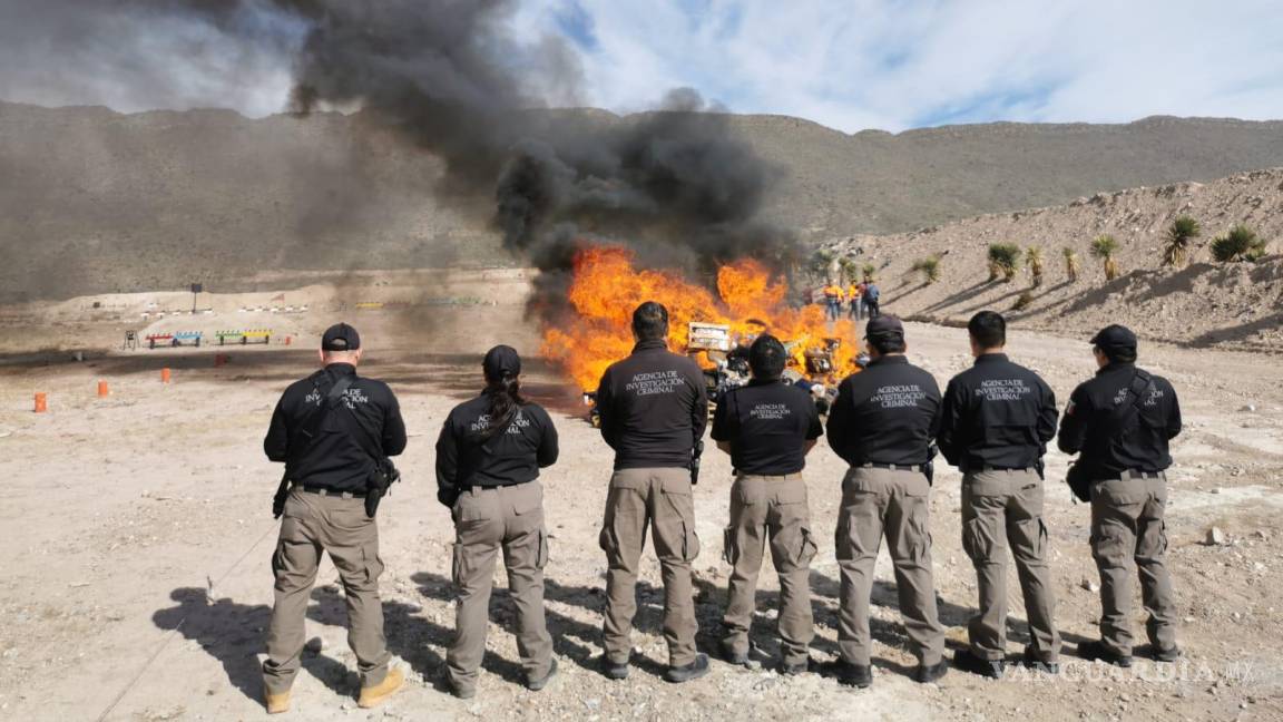Incinera la FGR más de 100 kilos de droga decomisada en Coahuila